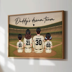 Retro Vintage Baseball Family Dream Team Home Decoration Personalized Poster|Heartfelt Birthday Gift, Anniversary Gift For Dad, Mom, Husband, Wife