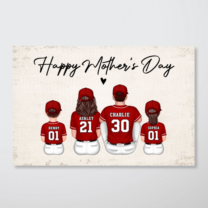 Baseball Team Personalized Poster, Unique Home Decor For Family, Gift for Mother's Day