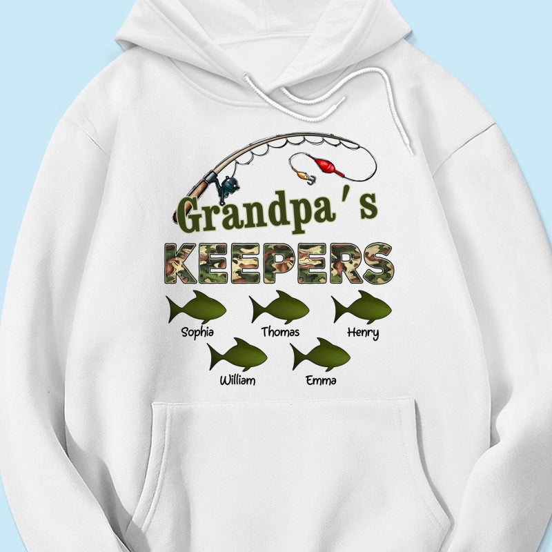 Grandpa‘s Keepers Camouflage Pattern Fishing Personalized Shirt, Unique 2025 Father's Day Gift For Grandpa, Dad