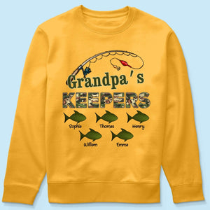 Grandpa‘s Keepers Camouflage Pattern Fishing Personalized Shirt, Unique 2025 Father's Day Gift For Grandpa, Dad