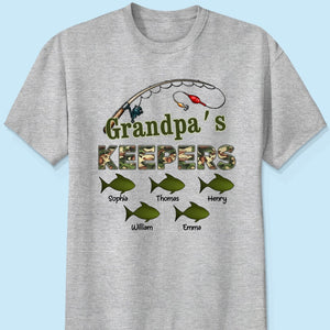 Grandpa‘s Keepers Camouflage Pattern Fishing Personalized Shirt, Unique 2025 Father's Day Gift For Grandpa, Dad