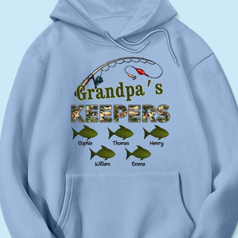 Grandpa‘s Keepers Camouflage Pattern Fishing Personalized Shirt, Unique 2025 Father's Day Gift For Grandpa, Dad