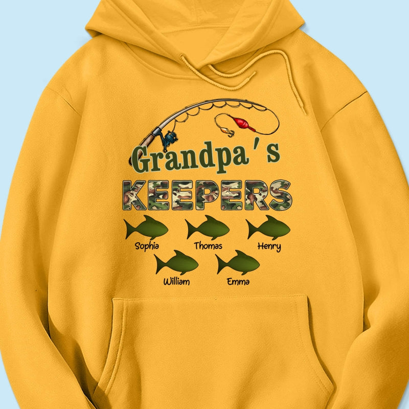 Grandpa‘s Keepers Camouflage Pattern Fishing Personalized Shirt, Unique 2025 Father's Day Gift For Grandpa, Dad