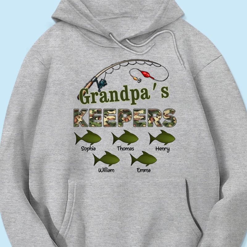 Grandpa‘s Keepers Camouflage Pattern Fishing Personalized Shirt, Unique 2025 Father's Day Gift For Grandpa, Dad