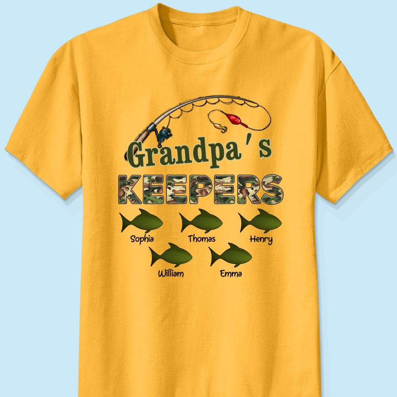 Grandpa‘s Keepers Camouflage Pattern Fishing Personalized Shirt, Unique 2025 Father's Day Gift For Grandpa, Dad