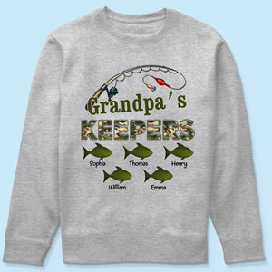 Grandpa‘s Keepers Camouflage Pattern Fishing Personalized Shirt, Unique 2025 Father's Day Gift For Grandpa, Dad