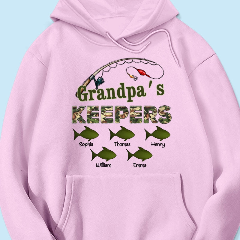 Grandpa‘s Keepers Camouflage Pattern Fishing Personalized Shirt, Unique 2025 Father's Day Gift For Grandpa, Dad