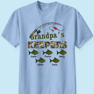 Grandpa‘s Keepers Camouflage Pattern Fishing Personalized Shirt, Unique 2025 Father's Day Gift For Grandpa, Dad