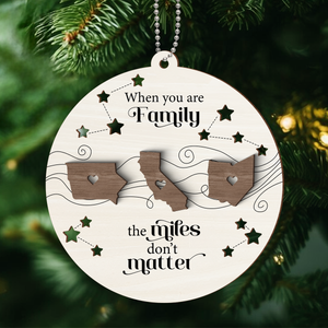 Personalized 2-Layered Wooden Ornament – A Gift of Togetherness for Long Distance Family, Friends, or Sisters