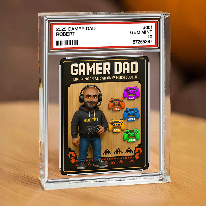 Gamer Dad Trading Card Personalized Acrylic Block Plaque, Father's Day Gift for Gamer Dad