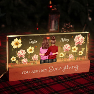 Couple Birth Month Flower Personalized Acrylic Block LED Night Light, Heartfelt 2025  Gift For Him, For Her, Boyfriend, Girlfriend, Husband, Wife