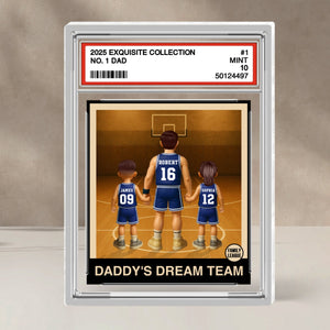 Basketball No. 1 Dad Man & Kids Trading Card Style Personalized Acrylic Block Plaque