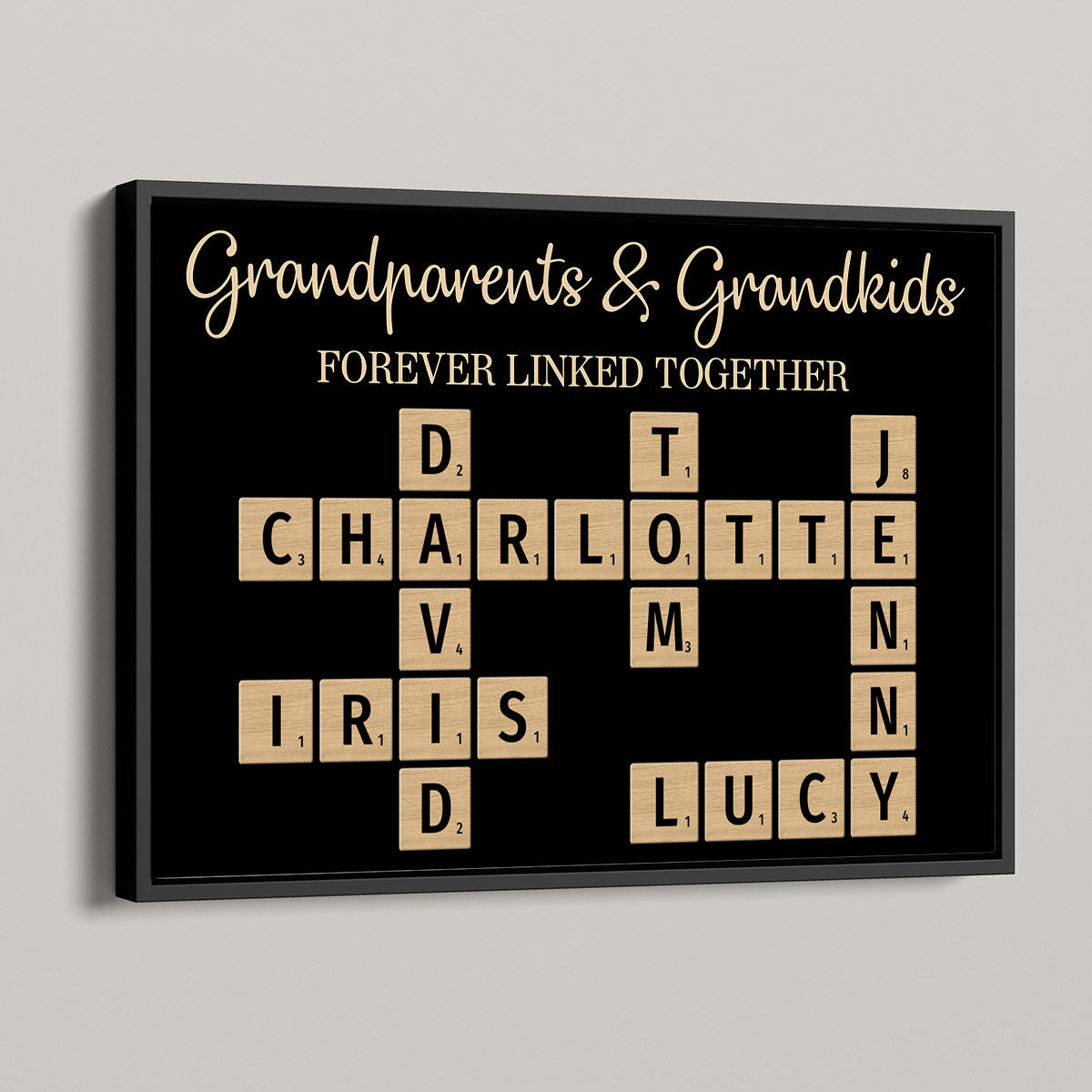 Grandma & Grandkids Forever Linked Together Crossword Puzzle Personalized Poster, Unique Gift For Large Family, Parent, Grandma, Siblings, Brothers, Sisters