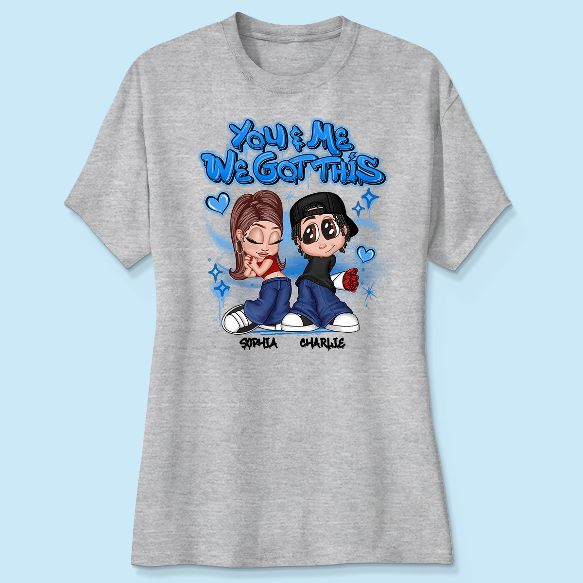 Y2K Couple Airbrushed Personalized Shirt, Perfect 2025  Gift For Him For Her