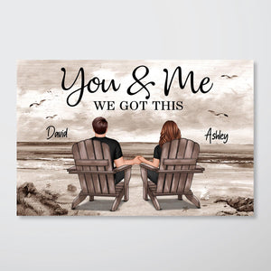 Couple Beach Landscape Retro Vintage Personalized Poster, Anniversary Gift For Couple