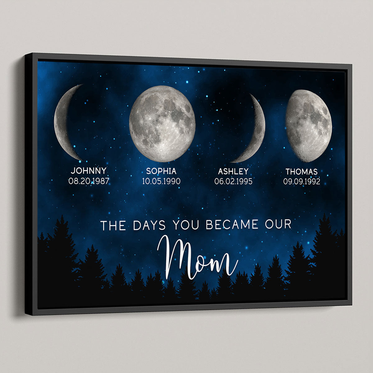 Galaxy Night The Days You Became Our Mom Birthday Moon Phase Personalized Poster, A Heartfelt Gift for Mom’s Birthday, or Just Because