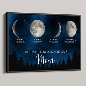Galaxy Night The Days You Became Our Mom Birthday Moon Phase Personalized Poster, A Heartfelt Gift for Mom’s Birthday, or Just Because