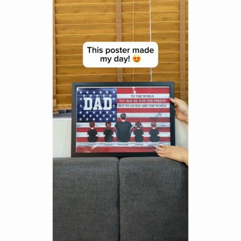 DAD GRANDPA You Are The World Nation Flag Personalized Poster| Ultimate Father's Day Gift For Proud American Dad, Grandpa