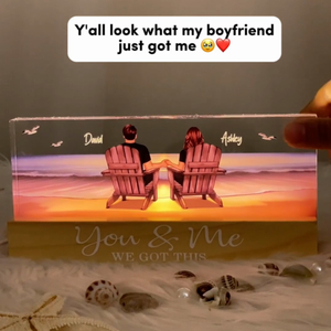 Eternal Sunset Beach Couple Personalized Acrylic LED Night Light, Heartfelt 2025  Gift, Anniversary Gift For Girlfriend, For Wife