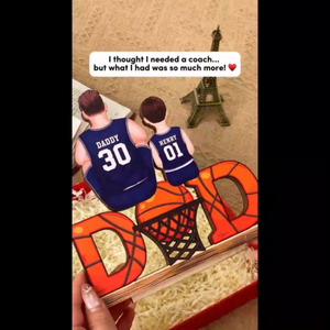 Basketball Dad & Kids Personalized 2-Layer Standing Wooden Plaque, Father’s Day Gift for Dads, Gift for Husband