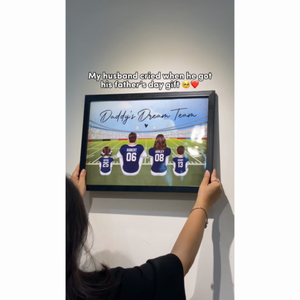American Football DAD GRANDPA Dream Team Personalized Poster, Unique 2025 Father's Day Gift For Dad, For Grandpa, For Husband
