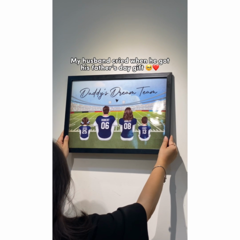 American Football DAD GRANDPA Dream Team Personalized Poster, Unique 2025 Father's Day Gift For Dad, For Grandpa, For Husband