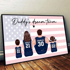 Basketball Team Personalized Family Poster, Unique Father's Day Gift for Dad, Gift for Husband