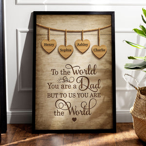 A Father Holds His Children Heart Forever Personalized Poster, Father's Day Gift for Dads