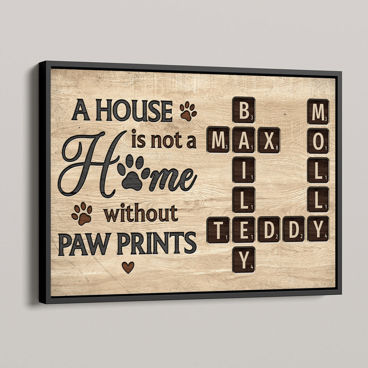 Pet Lover Home Decor Home With Paw Prints Crossword Puzzle Art Personalized Poster