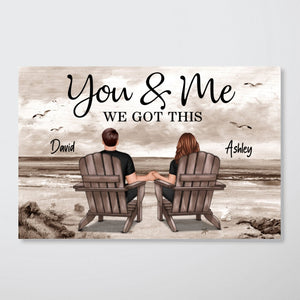 Couple Beach Landscape Retro Vintage Personalized Poster, Anniversary Gift For Couple