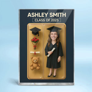 [FEMALE version ONLY] - 3D Effect Graduation Custom Figure Personalized Flat Rectangle Acrylic Block Plaque, Unique Keepsake, Graduation Gift