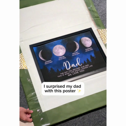 This Is What The Moon Looked Like The Day You Became Dad Grandpa Custom Birth Moon Phase Personalized Poster
