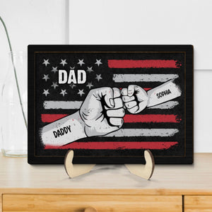 Dad Fist Bump Nation Flag Personalized 2-Layered Wooden Plaque, Father's Day Gift For Dad, For Husband