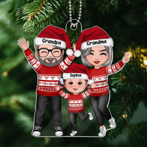 Happy Christmas Grandparents Grandkids Personalized Acrylic Ornament, Gift For Granddaughter Grandson