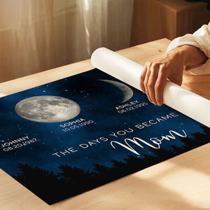 Galaxy Night The Days You Became Our Mom Birthday Moon Phase Personalized Poster, A Heartfelt Gift for Mom’s Birthday, or Just Because