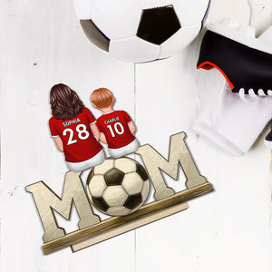 Soccer Mom And Kids Personalized Standing Wooden Plaque, Gift for Mom, Gift for Wife