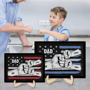 Dad Fist Bump Nation Flag Personalized 2-Layered Wooden Plaque, Father's Day Gift For Dad, For Husband