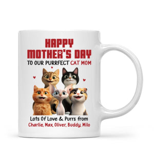 To Our Perfect Cat Mom Adorable Cartoon Cats Personalized Mug, Unique Gifts For Cat Moms