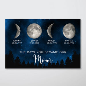 Galaxy Night The Days You Became Our Mom Birthday Moon Phase Personalized Poster, A Heartfelt Gift for Mom’s Birthday, or Just Because