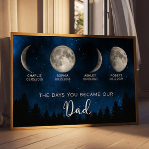 Galaxy Night Custom Birth Moon Phase The Days You Became Our Dad Personalized Poster, Father's Day Gift