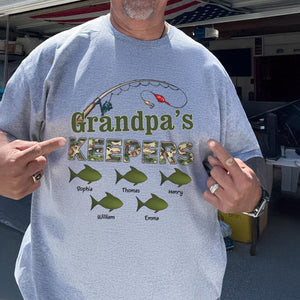 Grandpa‘s Keepers Camouflage Pattern Fishing Personalized Shirt, Unique 2025 Father's Day Gift For Grandpa, Dad
