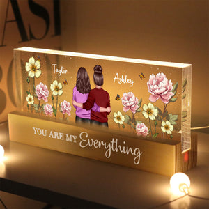 Couple Birth Month Flower Personalized Acrylic Block LED Night Light, Heartfelt 2025  Gift For Him, For Her, Boyfriend, Girlfriend, Husband, Wife