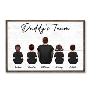 Daddy‘s Team Family Sitting Personalized Poster| Heartfelt Birthday Day Gift For Dad, Husband, Grandpa