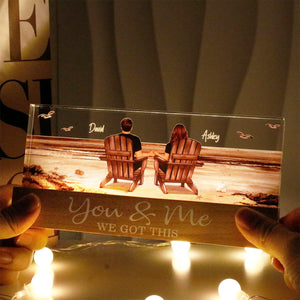 Couple Sitting At Beach Retro Personalized LED Night Light, Heartfelt 2025  Gift For Couple, Husband, Wife, Boyfriend, Girlfriend