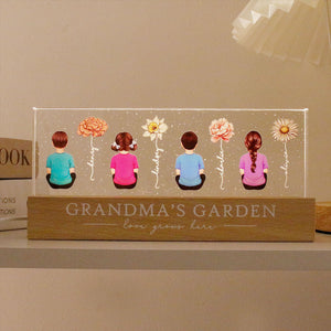 Vintage Birth Month Flowers Grandma's Garden Personalized LED Night Light, Gift For Grandma Mom