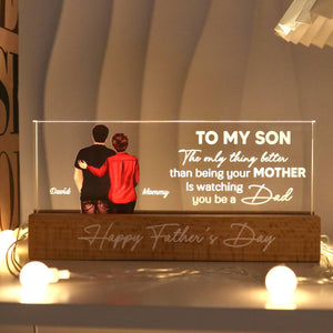 From Mom To Son Personalized LED Night Light| Heartfelt Father's Day Gift For Son