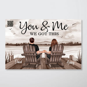 Couple Sitting Lake Landscape Retro Vintage Personalized Poster, Heartfelt 2025  Gift For Couple, For Him, For Her, Boyfriend, Girlfriend, Husband, Wife