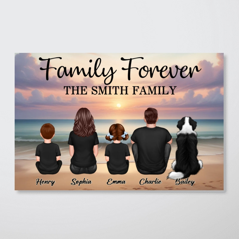 Eternal Beach Landscape Family Personalized Poster, Heartfelt Father's Day Gift For Dad, Husband