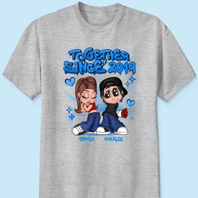 Y2K Couple Airbrushed Personalized Shirt, Perfect 2025  Gift For Him For Her