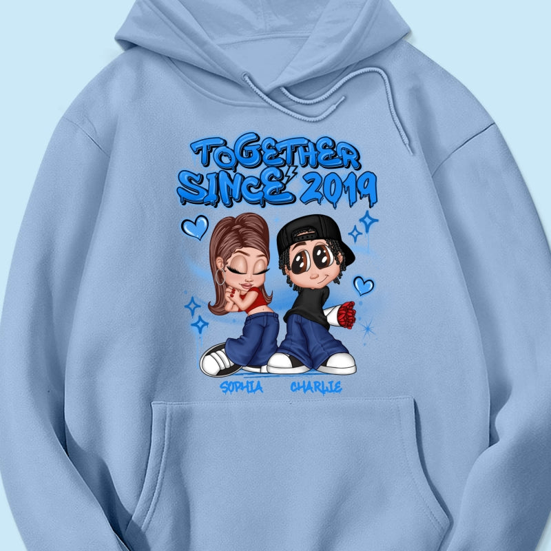Y2K Couple Airbrushed Personalized Shirt, Perfect 2025  Gift For Him For Her